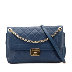 シャネル マトラッセ ココマーク チェーン ショルダーバッグ ブルー ラムスキン レディース CHANEL 【中古】