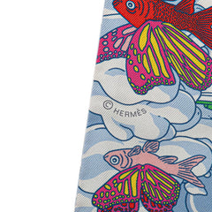 エルメス ツイリー SUR MON NUAGE 私の雲 スカーフ レッド マルチカラー シルク レディース HERMES 【中古】