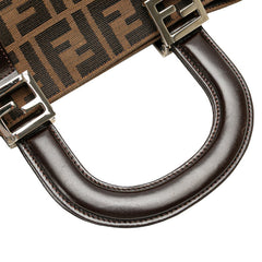 フェンディ ズッカ ハンドバッグ トートバッグ ブラウン キャンバス レザー レディース FENDI 【中古】