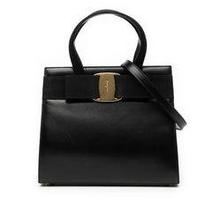 サルヴァトーレフェラガモ ヴァラリボン ショルダーバッグ ハンドバッグ 2WAY ブラック ゴールド レザー レディース Salvatore Ferragamo 【中古】