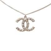 シャネル ココマーク ヴィンテージ チェーン ネックレス ペンダント 99A シルバー メタル ラインストーン レディース CHANEL 中古