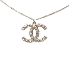 シャネル ココマーク ヴィンテージ チェーン ネックレス ペンダント 99A シルバー メタル ラインストーン レディース CHANEL 中古