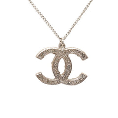 シャネル ココマーク ヴィンテージ チェーン ネックレス ペンダント 99A シルバー メタル ラインストーン レディース CHANEL 中古