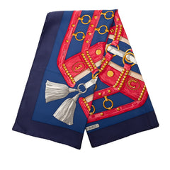 エルメス カレ90 aux champs フィールドへ スカーフ ネイビー マルチカラー シルク レディース HERMES 【中古】