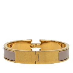 エルメス クリックH PM ブレスレット バングル ゴールド グレージュ メッキ エナメル レディース HERMES 中古