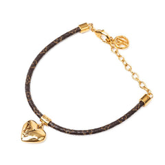 ルイ ヴィトン モノグラム ブレスレット ブルーミング ハート ブレスレット M8907Z ブラウン PVC メッキ レディース LOUIS VUITTON 【中古】