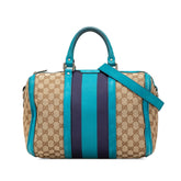 グッチ GGキャンバス ハンドバッグ ショルダーバッグ 2WAY 247205 ベージュ ブルー キャンバス レザー レディース GUCCI 【中古】