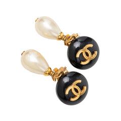シャネル ヴィンテージ ココマーク イヤリング ゴールド ブラック メッキ フェイクパール レディース CHANEL 【中古】