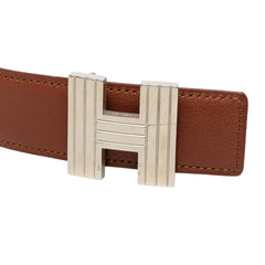 エルメス リバーシブル Hバックル ベルト サイズ72 ブラウン ブラック シルバー レザー メタル レディース HERMES 【中古】