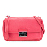 プラダ 斜め掛け チェーン ショルダーバッグ BT0974 ピンク サフィアーノ レザー レディース PRADA 中古