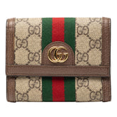 グッチ オフィディア GGスプリーム 三つ折り財布 625703 ベージュ マルチカラー PVC レザー レディース GUCCI 【中古】
