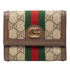グッチ オフィディア GGスプリーム 三つ折り財布 625703 ベージュ マルチカラー PVC レザー レディース GUCCI 【中古】