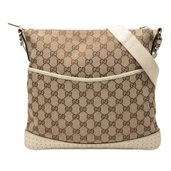 グッチ GGキャンバス 斜め掛け ショルダーバッグ 145857 ベージュ アイボリー キャンバス レザー レディース GUCCI 【中古】