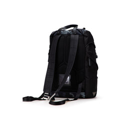 プラダ 三角ロゴプレート カモフラージュ リュック バックパック 2VZ135 ブラック ネイビー レザー メンズ PRADA 【中古】