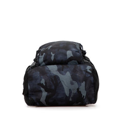 プラダ 三角ロゴプレート カモフラージュ リュック バックパック 2VZ135 ブラック ネイビー レザー メンズ PRADA 【中古】