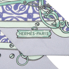 エルメス ツイリー 馬術と鎖 Mors et Gourmettes スカーフ パープル系 シルク レディース HERMES 【中古】
