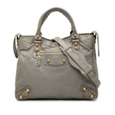 バレンシアガ ジャイアントヴェロ ハンドバッグ ショルダーバッグ 2WAY 282010 グレー レザー レディース BALENCIAGA 【中古】