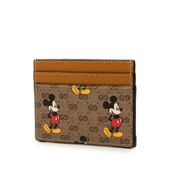 グッチ × Disney ディズニー ミッキーマウス マイクロGG カードケース パスケース 602535 ブラウン PVC レザー レディース GUCCI 中古