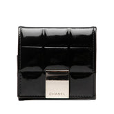 シャネル チョコバー コインケース 小銭入れ ブラック エナメル レディース CHANEL 【中古】