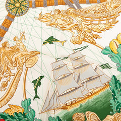 エルメス BALADE OCEANE 海の散歩 スカーフ レッド ホワイド マルチカーラ シルク レディース HERMES 【中古】