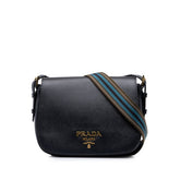 プラダ サフィアーノ 斜め掛け ショルダーバッグ 1BD192 ブラック レザー レディース PRADA 中古