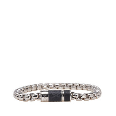 ルイ ヴィトン モノグラム エクリプス チェーン ブレスレット M63107 シルバー ブラック メタル レザー メンズ LOUIS VUITTON 【中古】