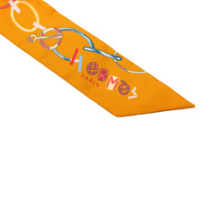 エルメス ツイリー DO RE BOUCLES ド レ ブックル スカーフ オレンジ イエロー マルチカラー シルク レディース HERMES 【中古】