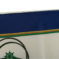 エルメス カレ90 LES VOITURES A TRANSFORMATION 折り畳み式幌馬車 スカーフ ホワイト ブルー マルチカラー シルク レディース HERMES 【中古】