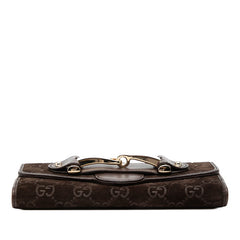 グッチ ホースビット 長財布 138040 ブラウン スウェード レザー レディース GUCCI 【中古】