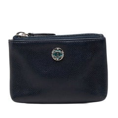 シャネル ココマーク コインケース 小銭入れ ネイビー シルバー レザー レディース CHANEL 中古