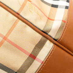 バーバリー ノバチェック シャドーホース ショルダーバッグ ボディバッグ 巾着バック ベージュ ブラウン キャンバス レザー レディース BURBERRY 【中古】