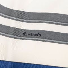 エルメス カレ90 Brides de Gala 式典用馬勒 スカーフ ブルー系 シルク レディース HERMES 中古