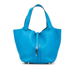 エルメス ピコタンロックMM ハンドバッグ ブルー系 シルバー金具 トリヨンクレマンス レディース HERMES 【中古】