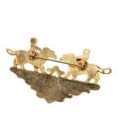 エルメス 七宝焼き 少女と犬 ブローチ ゴールド レッド グリーン メッキ レディース HERMES 【中古】