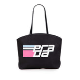 プラダ ロゴ トートバッグ ハンドバッグ ブラック キャンバス レザー レディース PRADA 【中古】