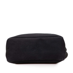 プラダ ロゴ トートバッグ ハンドバッグ ブラック キャンバス レザー レディース PRADA 【中古】