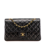 シャネル マトラッセ ココマーク Wフラップ ショルダーバッグ ブラック ラムスキン レディース CHANEL 【中古】