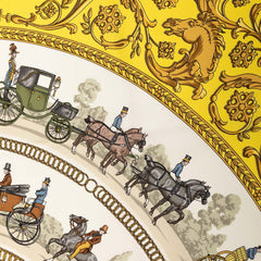 エルメス カレ90 La Promenade de Longchamps ロンシャンへの散歩 スカーフ イエロー マルチカラー シルク レディース HERMES 【中古】