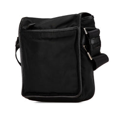 プラダ 三角ロゴプレート ショルダーバッグ メッセンジャーバッグ V167 ブラック ナイロン レザー レディース PRADA 【中古】
