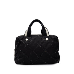 シャネル 旧トラベルライン ハンドバッグ ブラック シルバー ナイロン レディース CHANEL 中古