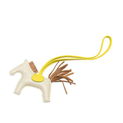 エルメス ロデオPM バッグチャーム ベージュ イエロー アニョーミロ レザー レディース HERMES 【中古】