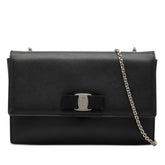 サルヴァトーレフェラガモ ヴァラ チェーン ショルダーバッグ AU21/D855 ブラック レザー レディース Salvatore Ferragamo 【中古】