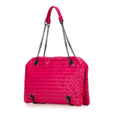 ボッテガヴェネタ イントレチャート チェーン ショルダーバッグ ピンク レザー レディース BOTTEGAVENETA 【中古】