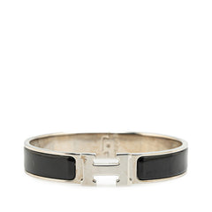 エルメス クリックH PM バングル シルバー ブラック メタル レディース HERMES 【中古】