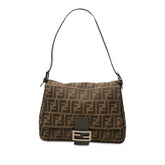 フェンディ ズッカ マンマバゲット ワンショルダーバッグ ハンドバッグ ブラウン キャンバス レザー レディース FENDI 中古