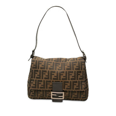 フェンディ ズッカ マンマバゲット ワンショルダーバッグ ハンドバッグ ブラウン キャンバス レザー レディース FENDI 中古