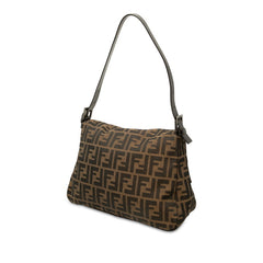 フェンディ ズッカ マンマバゲット ワンショルダーバッグ ハンドバッグ ブラウン キャンバス レザー レディース FENDI 中古