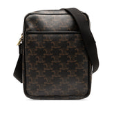 セリーヌ トリオンフ 斜め掛け ショルダーバッグ ブラウン ブラック PVC レザー レディース CELINE 【中古】