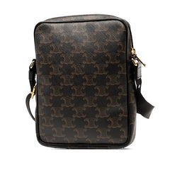 セリーヌ トリオンフ 斜め掛け ショルダーバッグ ブラウン ブラック PVC レザー レディース CELINE 【中古】