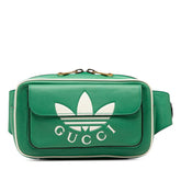グッチ × アディダス ボディバッグ バムバッグ 722141 グリーン ホワイト レザー レディース GUCCI 中古